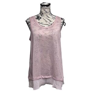 Coin 1804 Pink Sheer Linen Tunic Blouse Lagenlook Coastal Beach Boho Hippie M